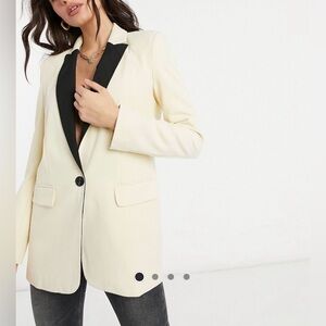 ASOS DESIGN pastel tux blazer in buttermilk